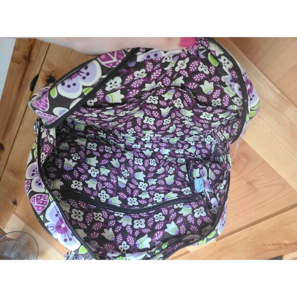Vtg Vera Bradley Y2K Plum Petals Tote & Travel Bag Set Floral {Retired Pattern} - Picture 6 of 11